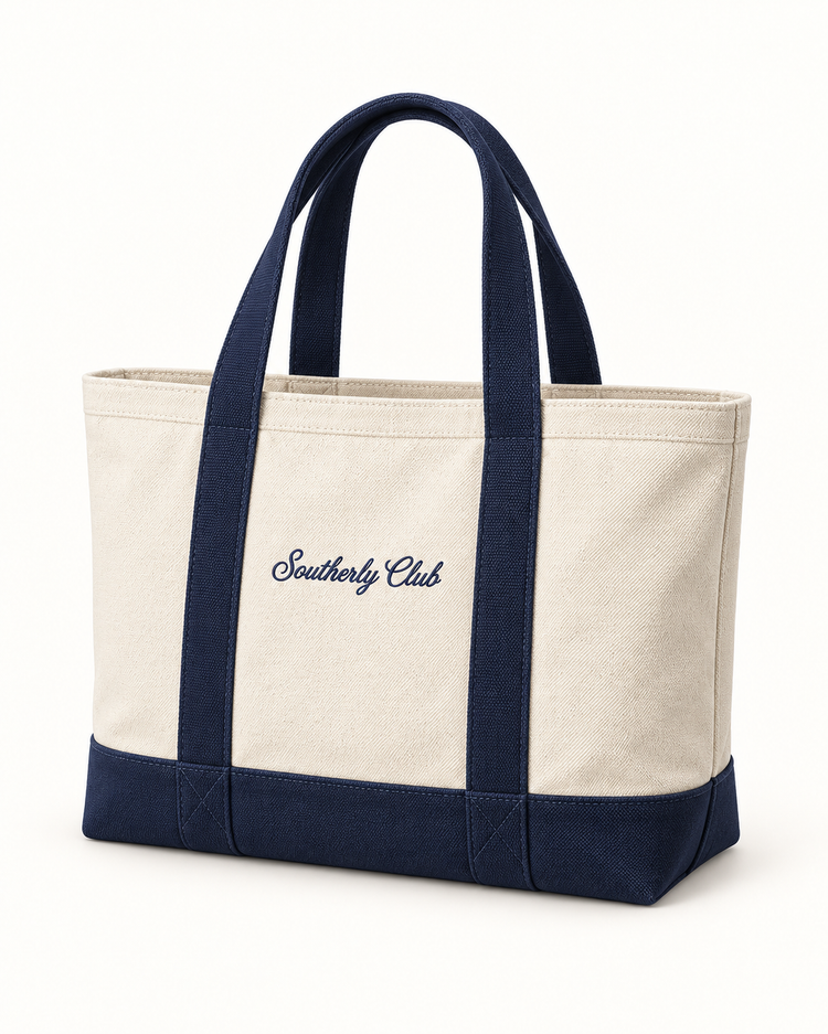 Southerly Club Cream club tote, front design preview