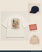 The Long Lunch Tee, ecru tee, styled flat-lay, Southerly Club