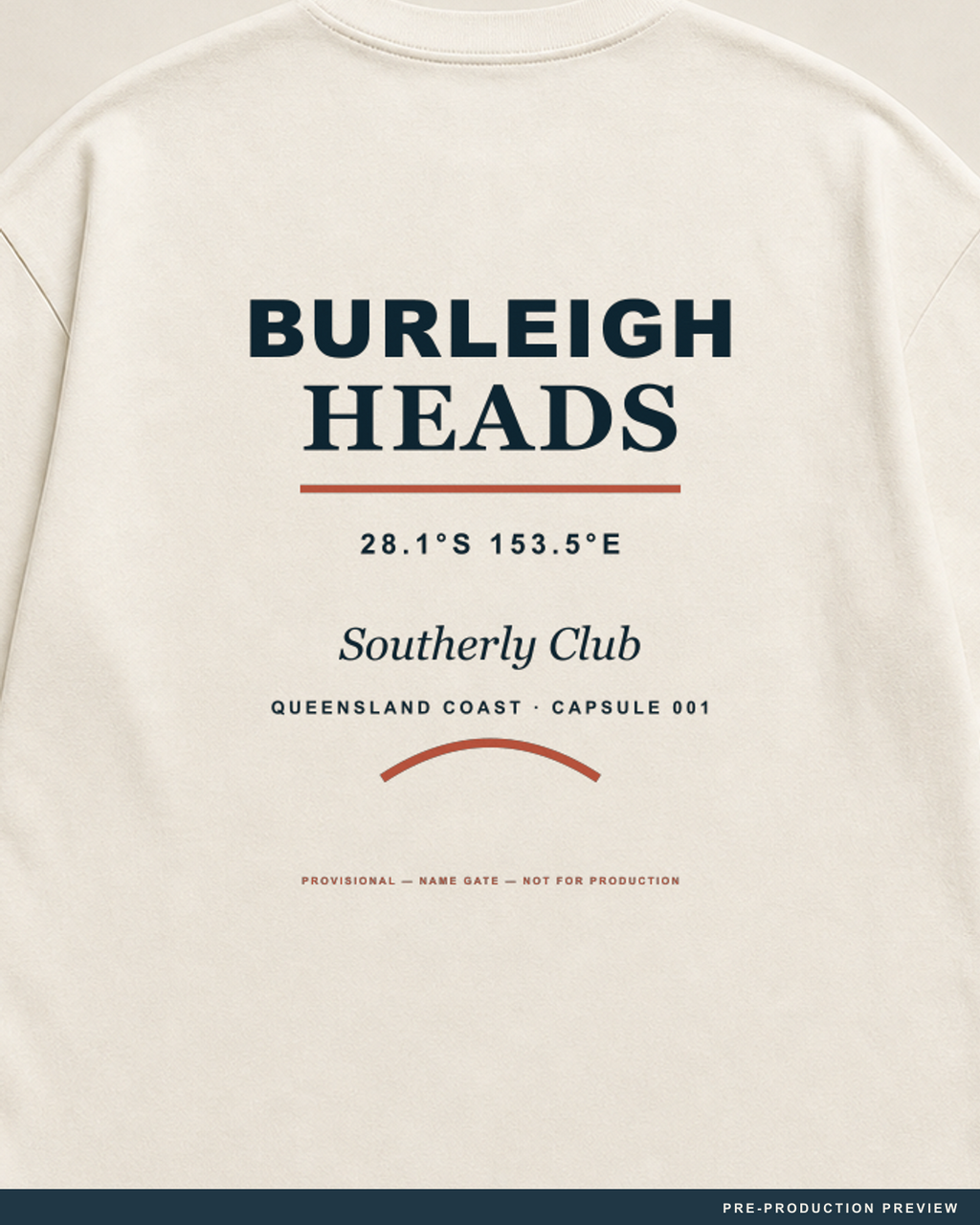 Burleigh Tee, ecru tee, print detail, Southerly Club