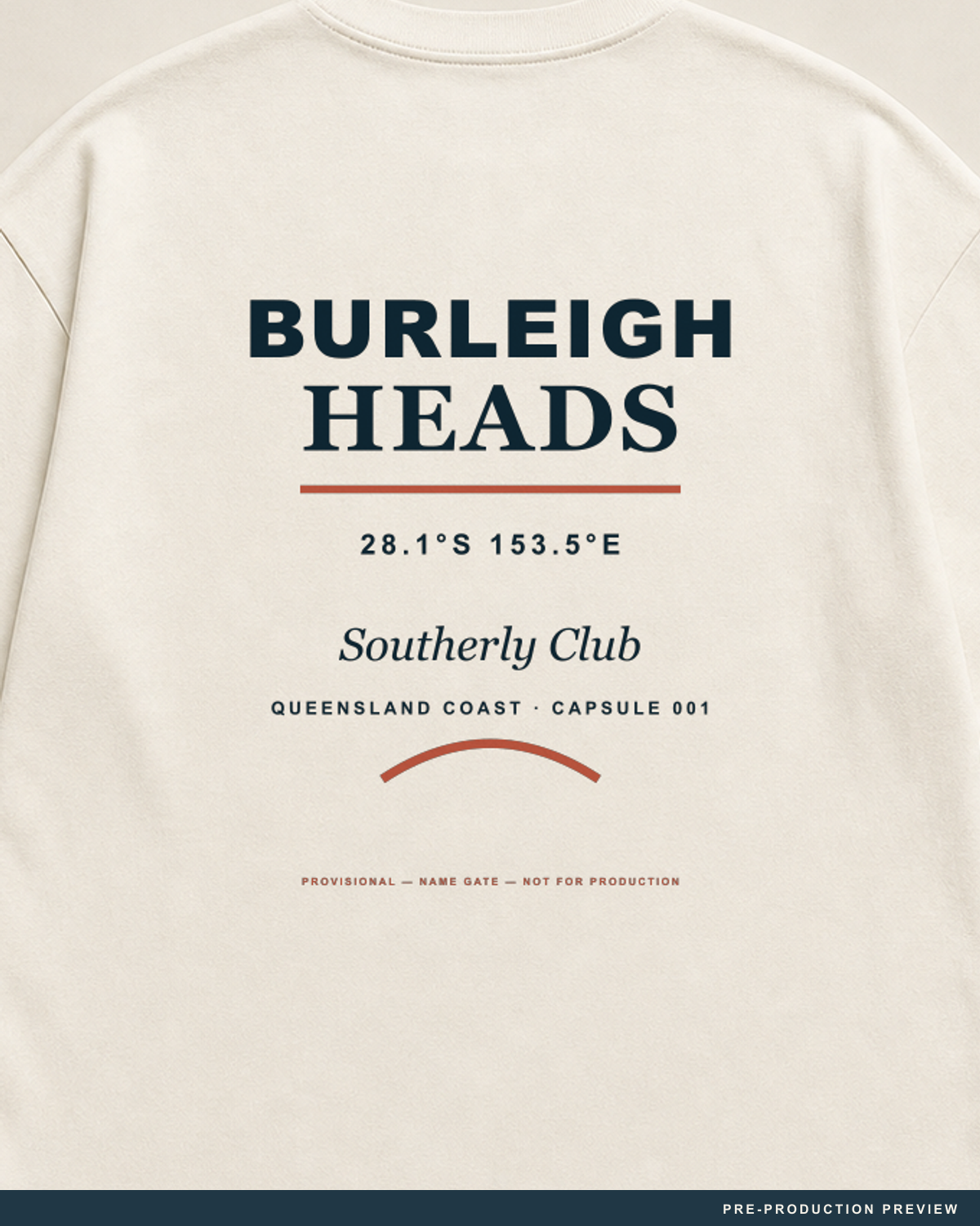 Burleigh Tee, ecru tee, print detail, Southerly Club
