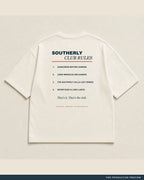 Southerly Club Rules Tee, ecru tee, back flat view, Southerly Club