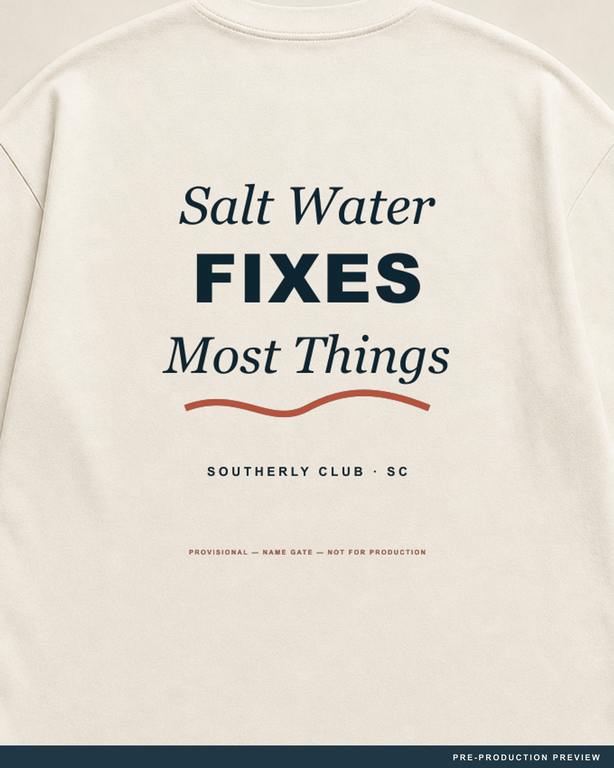 Salt Water Fixes Most Things Tee, ecru tee, print detail, Southerly Club