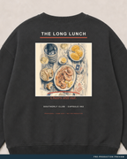Long Lunch Crew, charcoal crewneck sweatshirt, print detail, Southerly Club