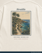 Straddie Tee, ecru tee, print detail, Southerly Club
