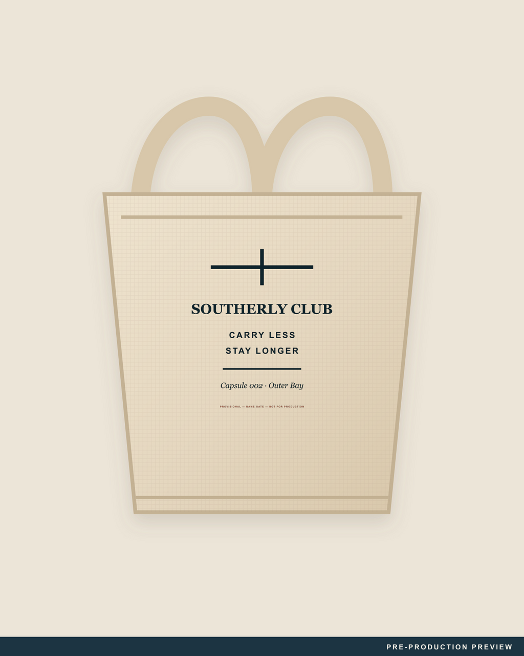 Market Tote, ecru tote, front view, Southerly Club