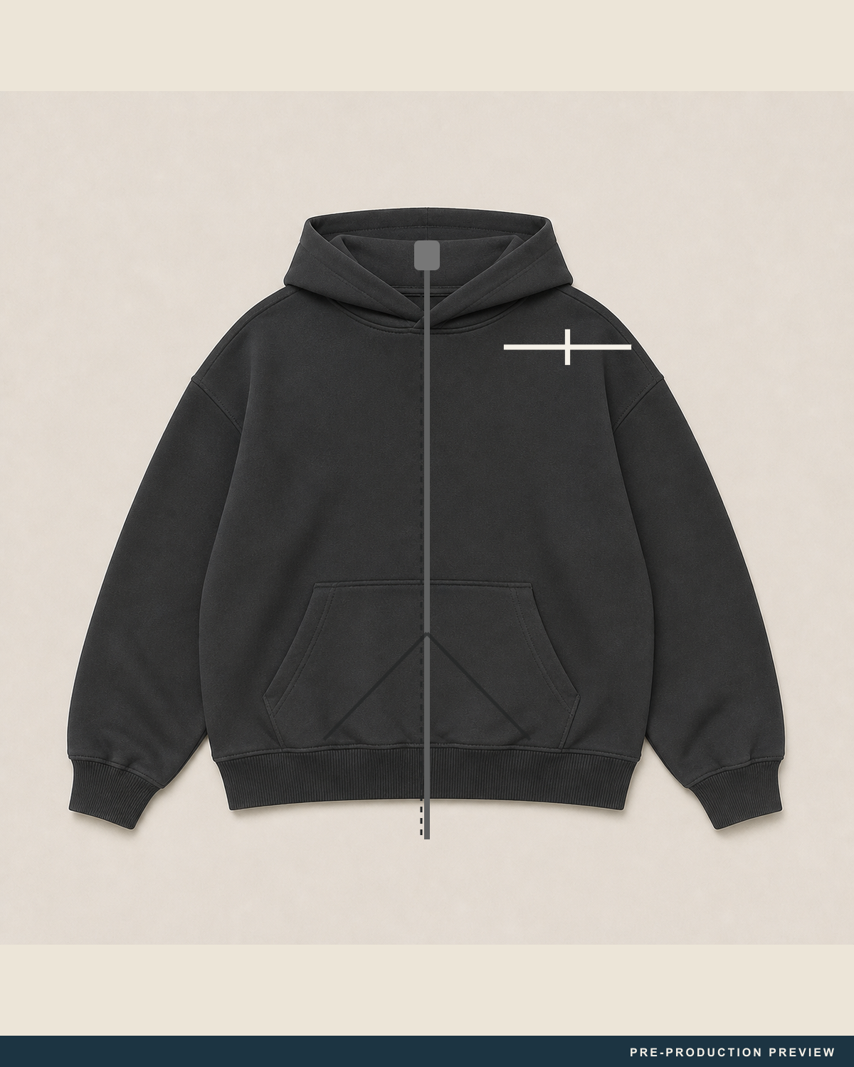 Headland Zip Hood, charcoal zip hoodie, front view, Southerly Club
