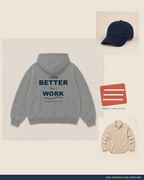 I Swim Better Than I Work Hoodie, grey marle hoodie, styled flat-lay, Southerly Club