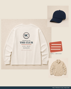 Southerly Club Longsleeve, ecru long-sleeve tee, styled flat-lay, Southerly Club