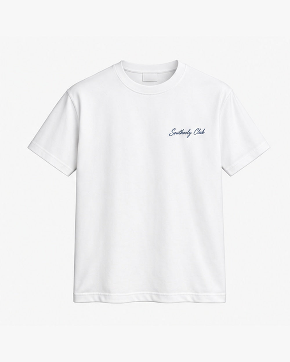 Tide Table Tee, white, front view. Generated pre-production design preview.