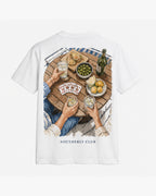 Deck Cards Tee, white, back view. Generated pre-production design preview.