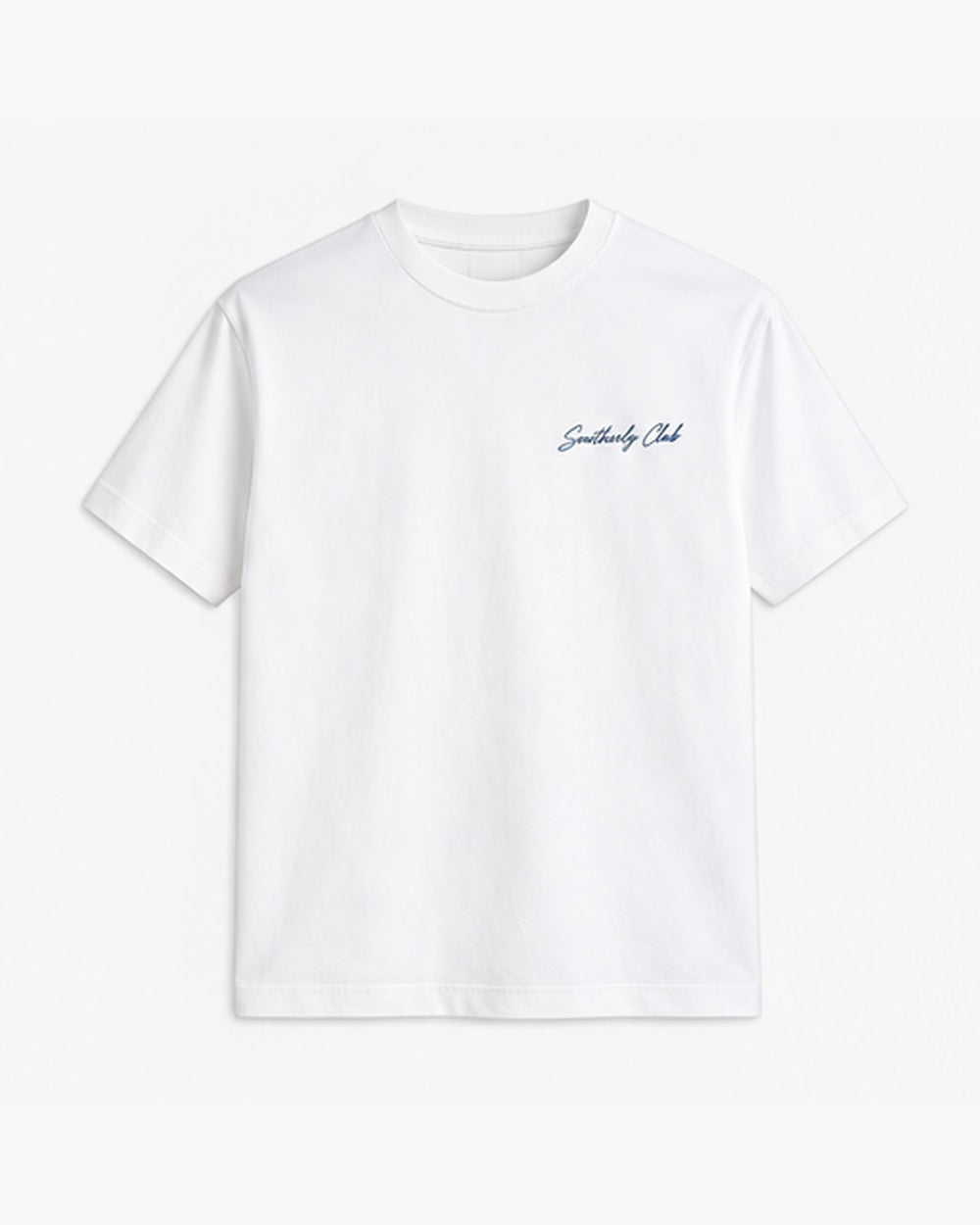 North Coast Letter Tee, white, front view. Generated pre-production design preview.