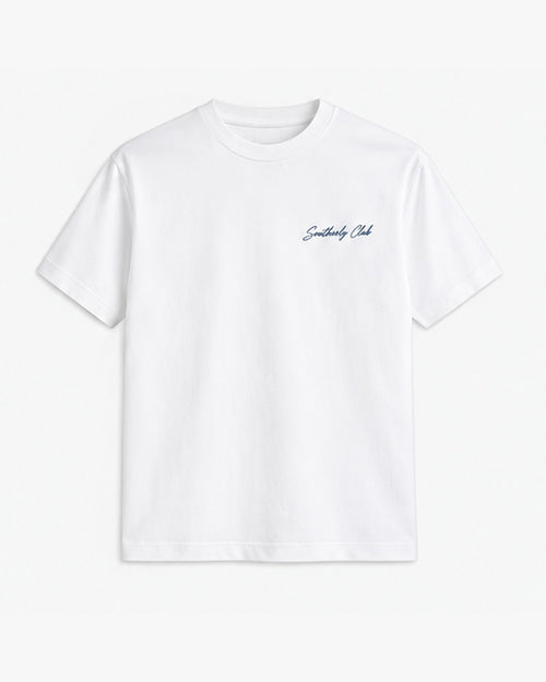 Open Water Yacht Tee, white, front view. Generated pre-production design preview.