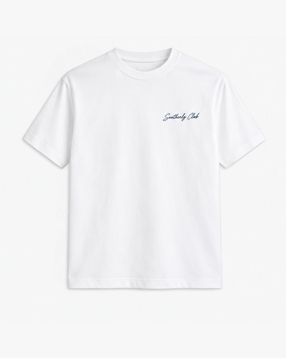 Evening Walk Tee, white, front view. Generated pre-production design preview.