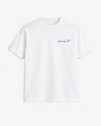 Evening Walk Tee, white, front view. Generated pre-production design preview.