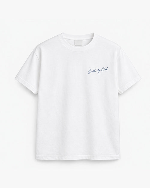 Reef Lunch Tee, white, front view. Generated pre-production design preview.