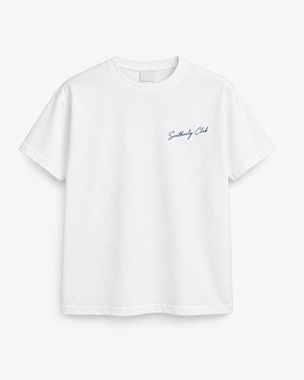 Island Lunch Tee, white, front view. Generated pre-production design preview.