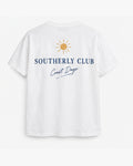 Sunshine Wordmark Tee, white, back view. Generated pre-production design preview.