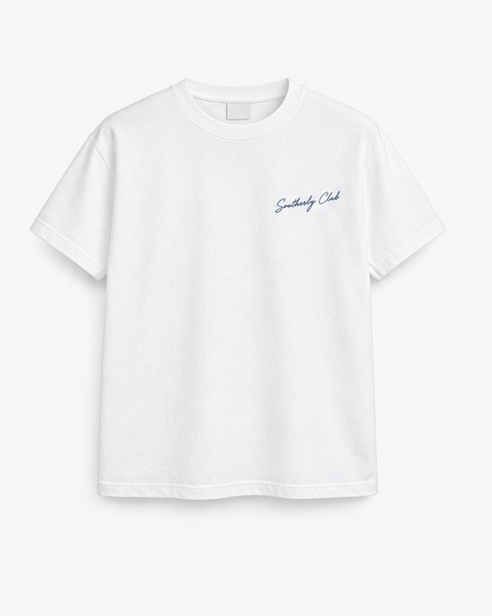 Sunshine Wordmark Tee, white, front view. Generated pre-production design preview.