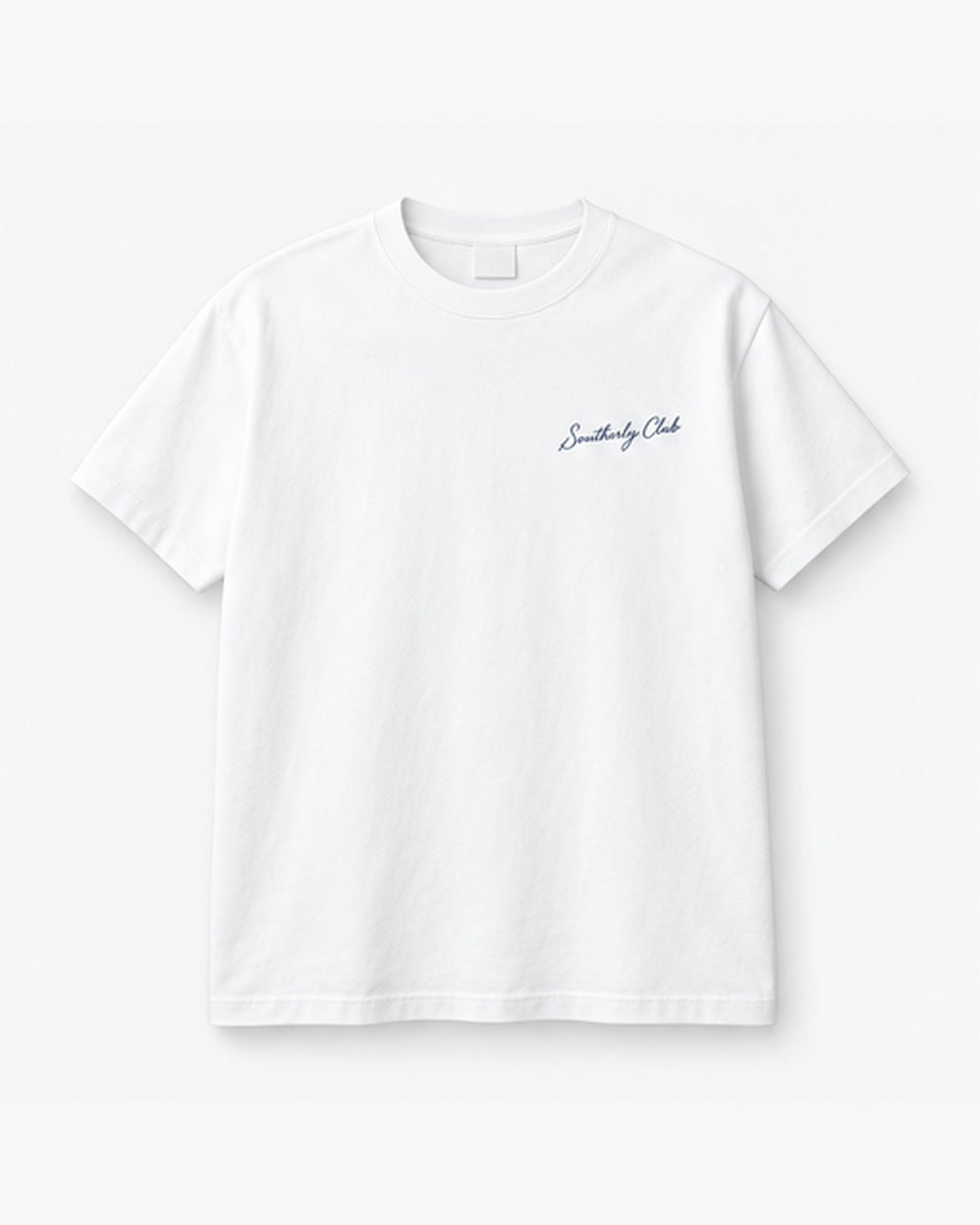 Pier Outlook Tee, white, front view. Generated pre-production design preview.