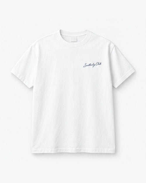 Pier Outlook Tee, white, front view. Generated pre-production design preview.