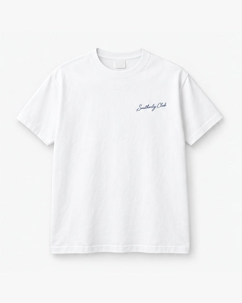 Headland Steps Tee, white, front view. Generated pre-production design preview.