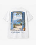 Veranda Outlook Tee, white, back view. Generated pre-production design preview.