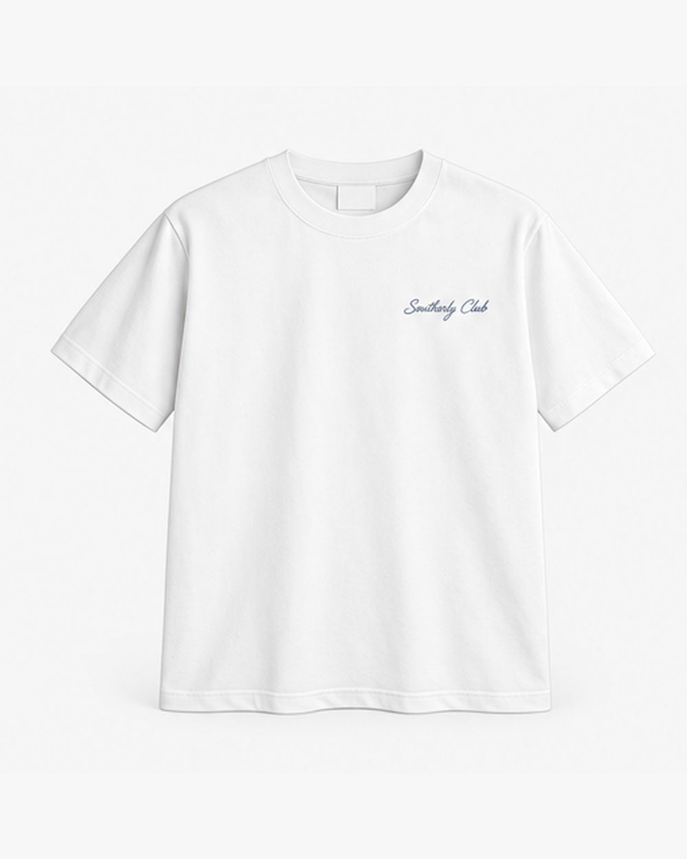 Tender Arrival Tee, white, front view. Generated pre-production design preview.