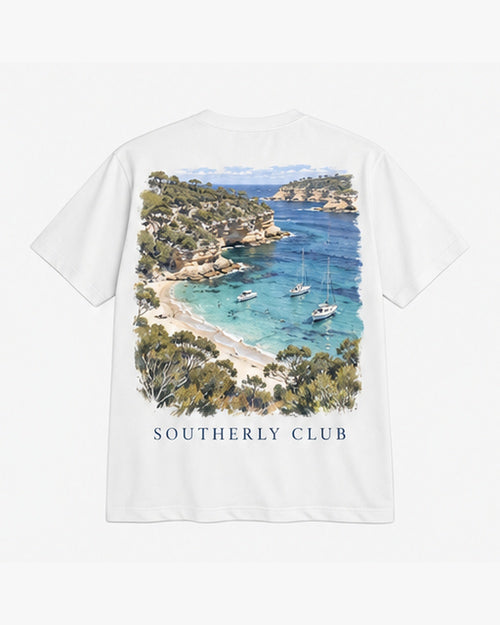 Hidden Inlet Tee, white, back view. Generated pre-production design preview.