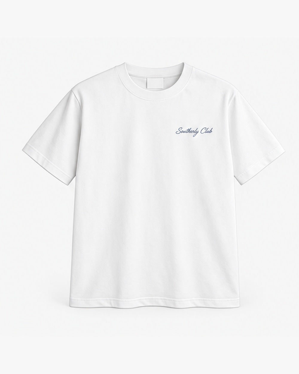 Harbour Fleet Tee, white, front view. Generated pre-production design preview.