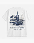 Weekend Gear Tee, white, back view. Generated pre-production design preview.