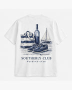 Weekend Gear Tee, white, back view. Generated pre-production design preview.