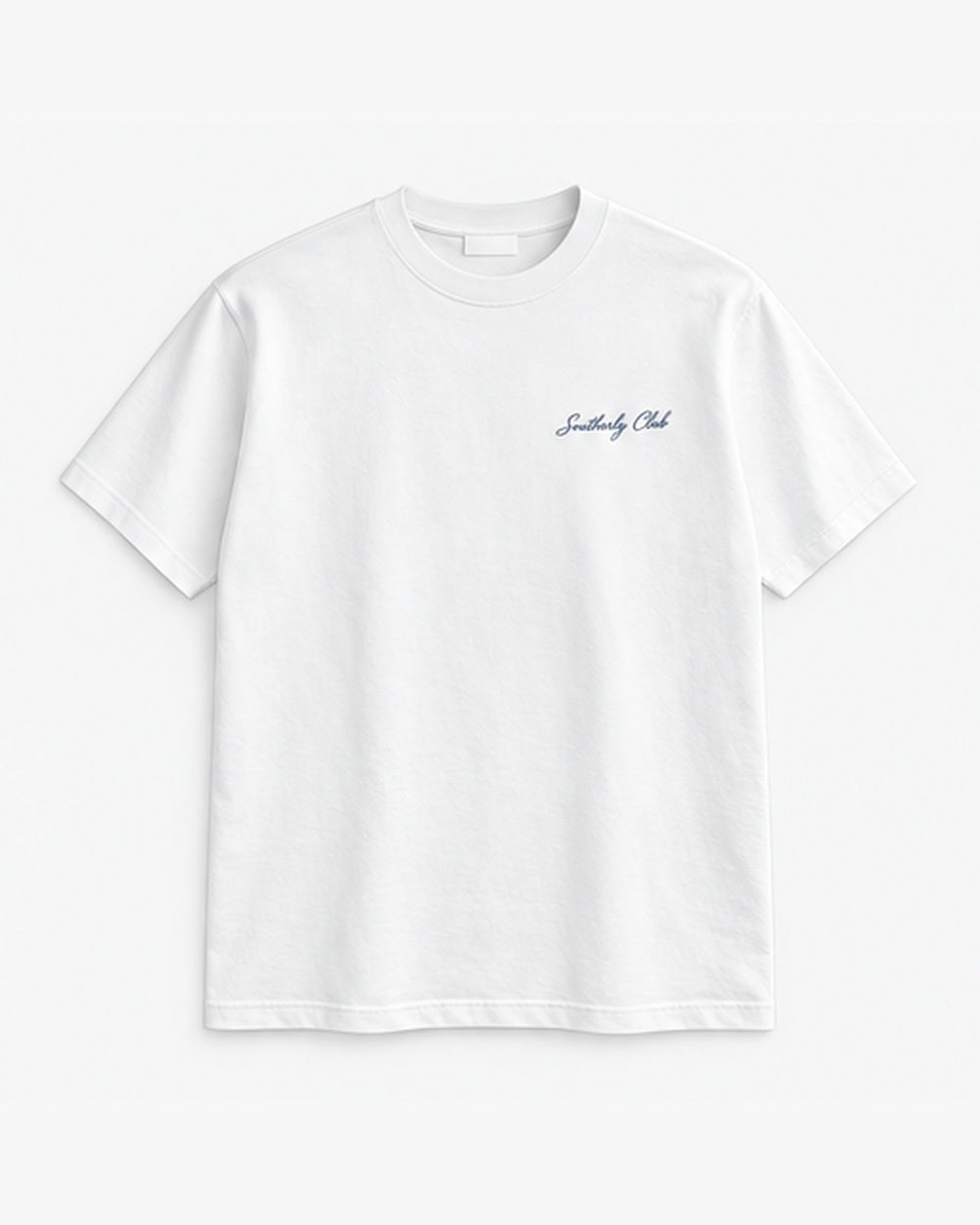 Coastal Court Tee, white, front view. Generated pre-production design preview.