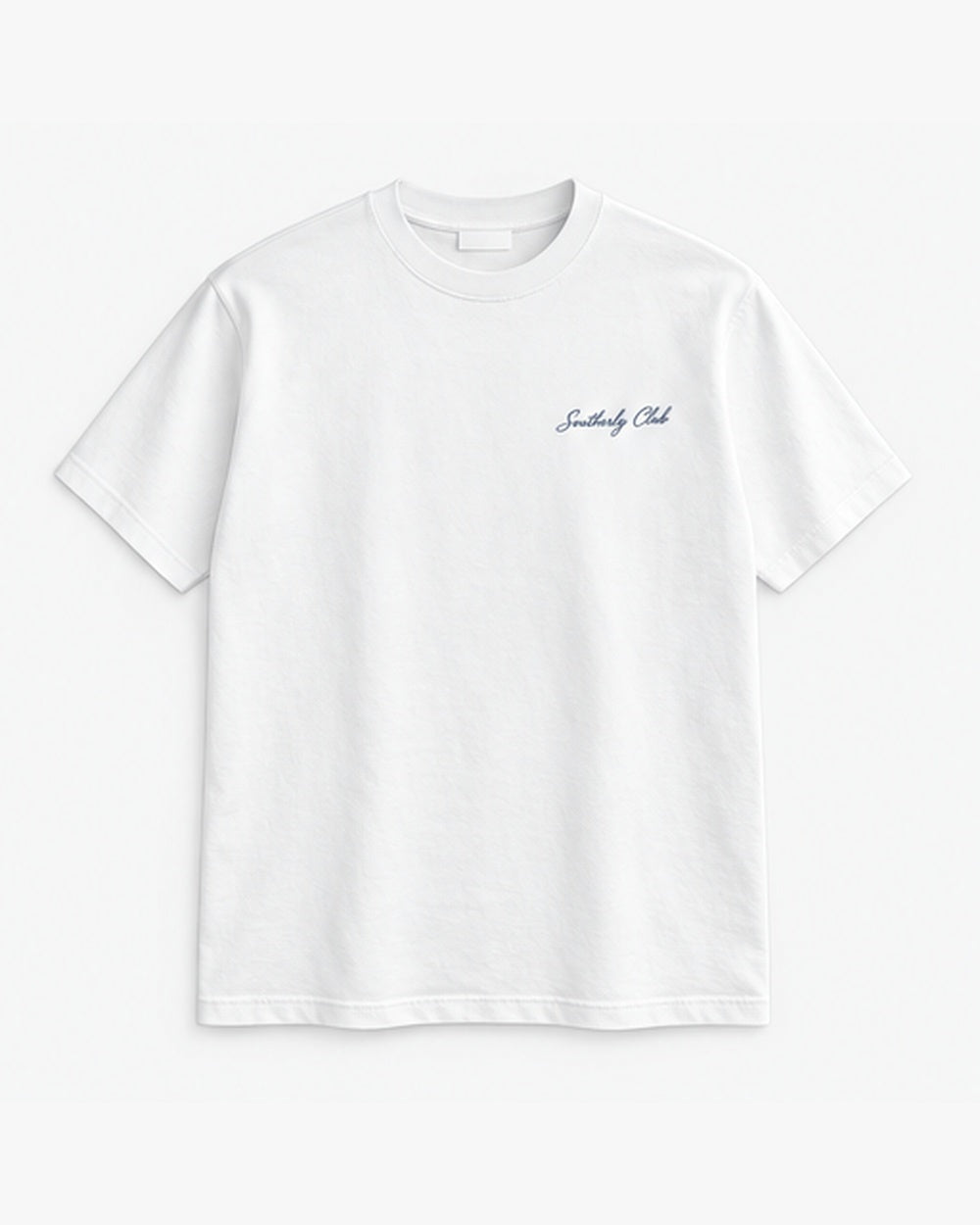 Olive Bowl Tee, white, front view. Generated pre-production design preview.