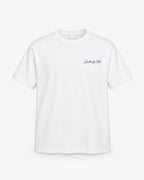 Timber Launch Tee, white, front view. Generated pre-production design preview.