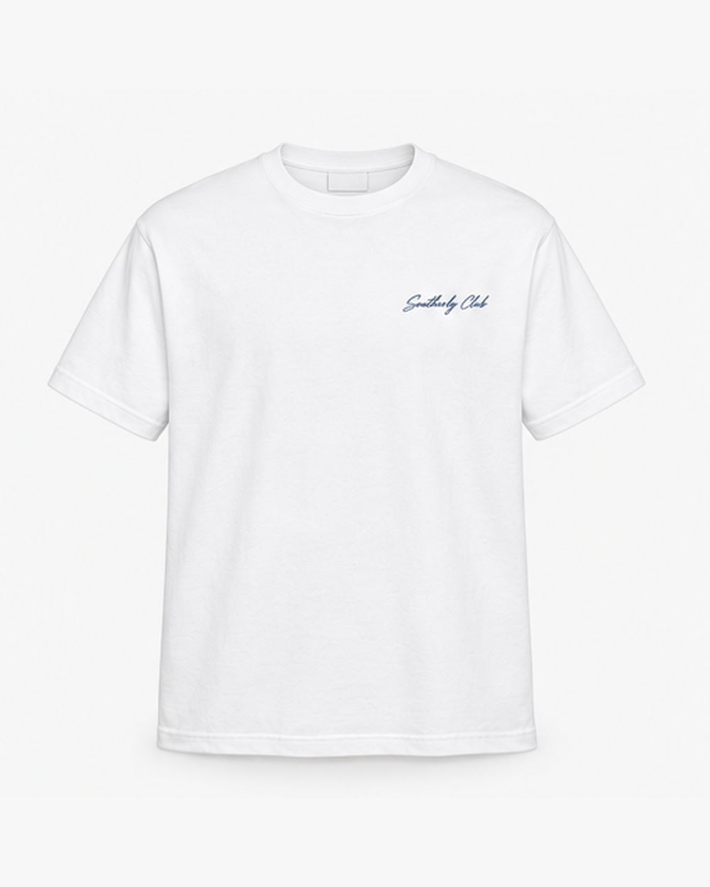 Morning Drive Tee, white, front view. Generated pre-production design preview.