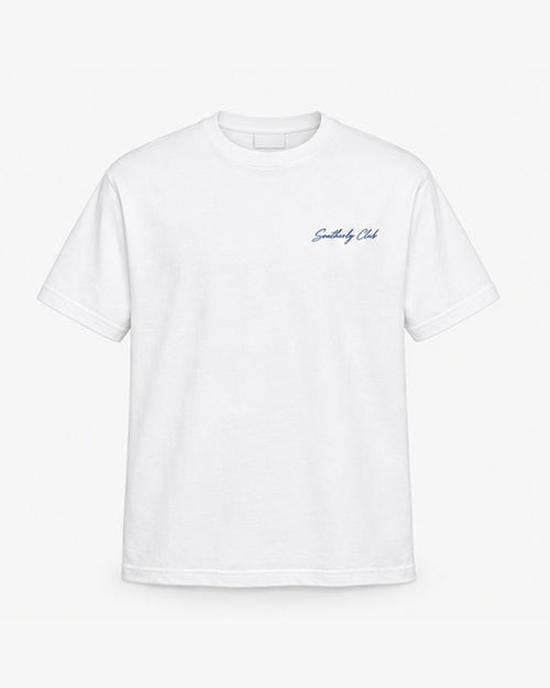 Morning Drive Tee, white, front view. Generated pre-production design preview.