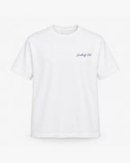 Scenic Route Tee, white, front view. Generated pre-production design preview.