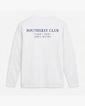 Coastal Wordmark Long Sleeve, white, back view. Generated pre-production design preview.