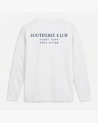 Coastal Wordmark Long Sleeve, white, back view. Generated pre-production design preview.