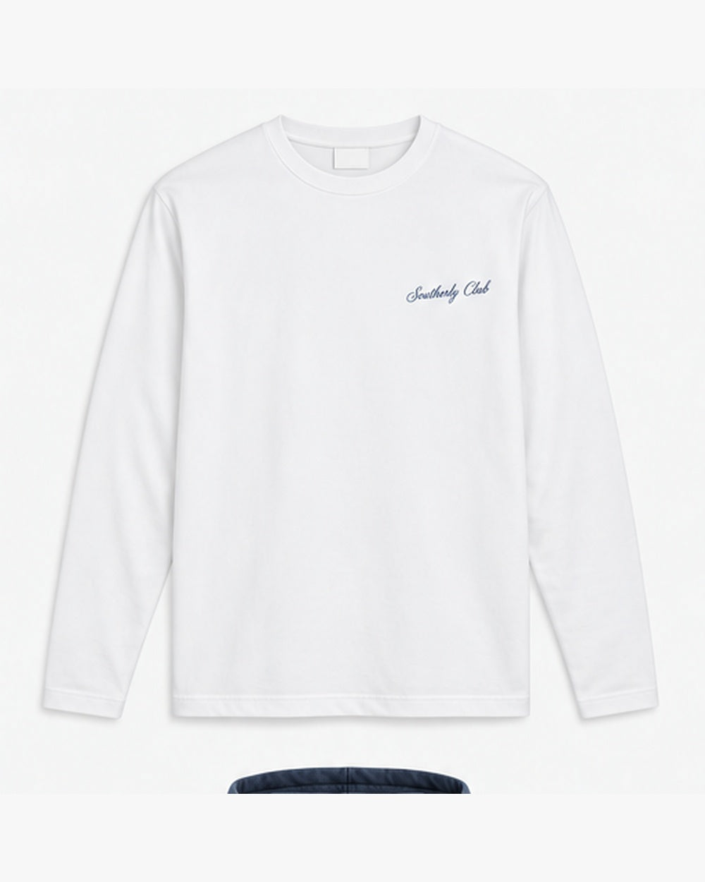 Harbour Cottages Long Sleeve, white, front view. Generated pre-production design preview.
