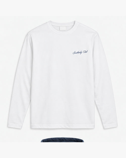 Harbour Cottages Long Sleeve, white, front view. Generated pre-production design preview.