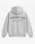 Club Letter Hoodie, light grey, back view. Generated pre-production design preview.