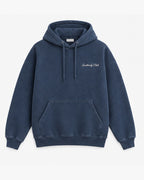 After The Swim Hoodie, washed navy, front view. Generated pre-production design preview.