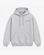 Coastal Postcard Hoodie, light grey, front view. Generated pre-production design preview.