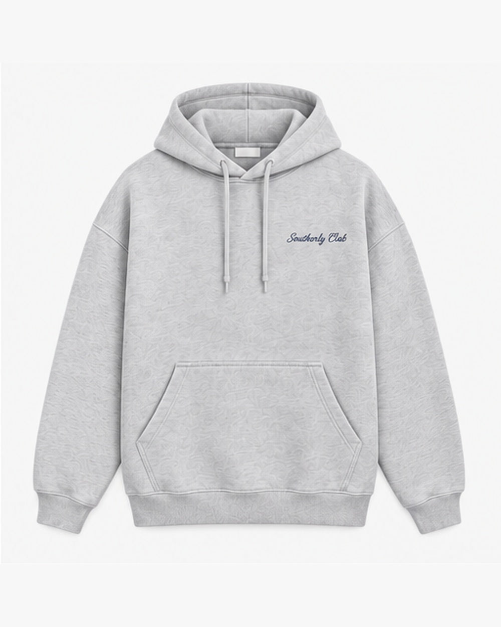 Harbour Cottages Hoodie, light grey, front view. Generated pre-production design preview.