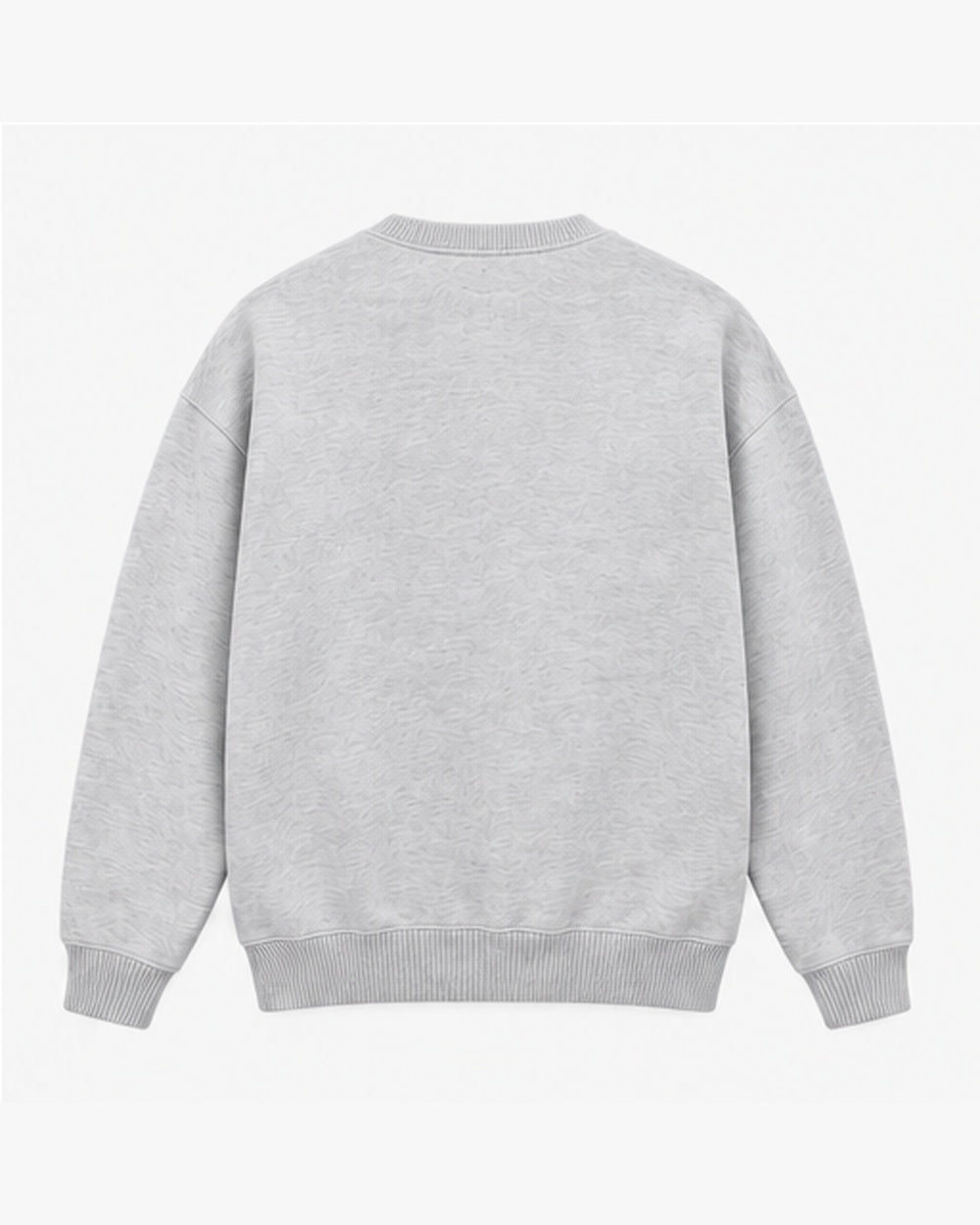 Southerly Script Crew Knit, light grey, back view. Generated pre-production design preview.