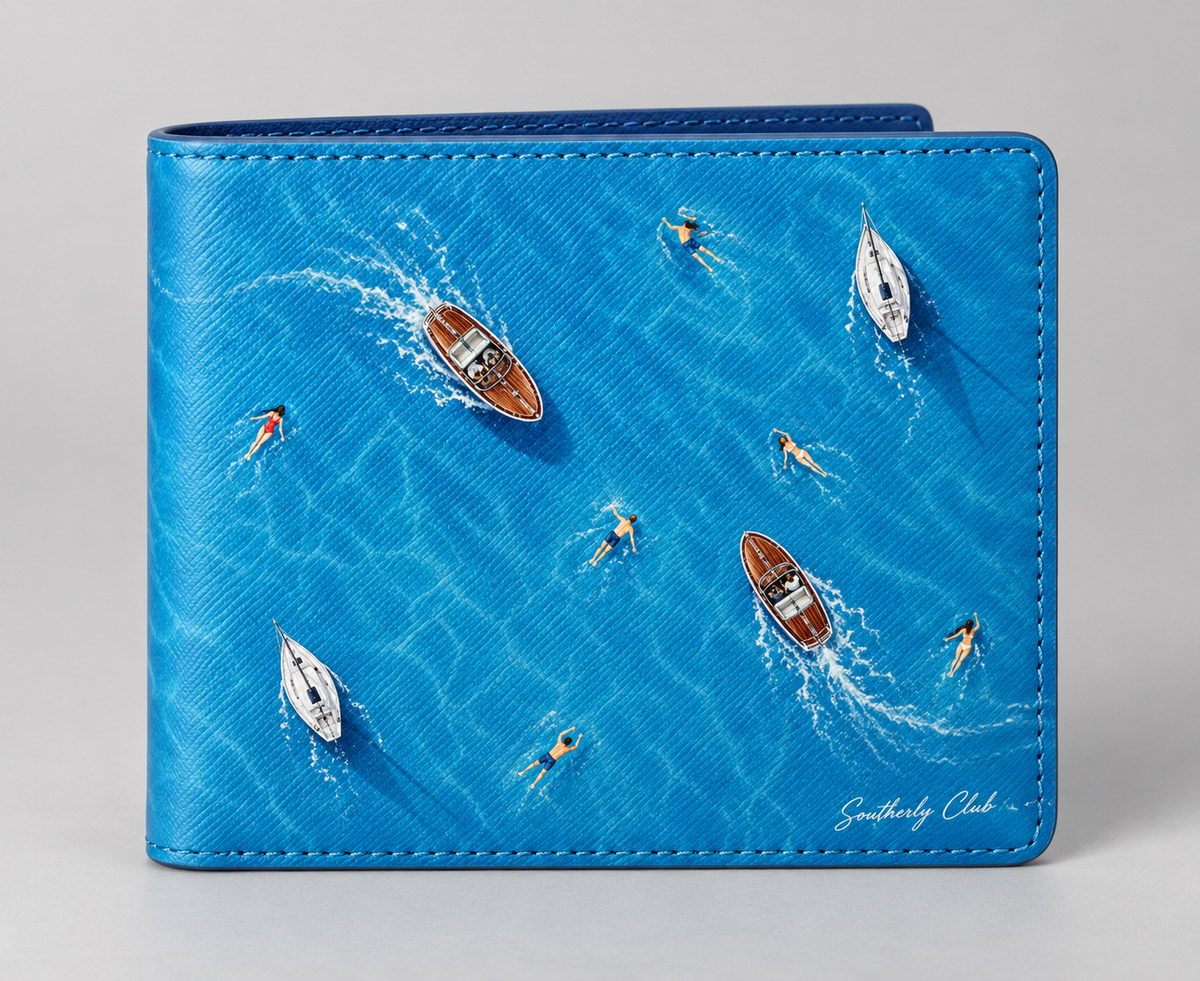 Southerly Club Blue Sea Bifold Wallet generated product render