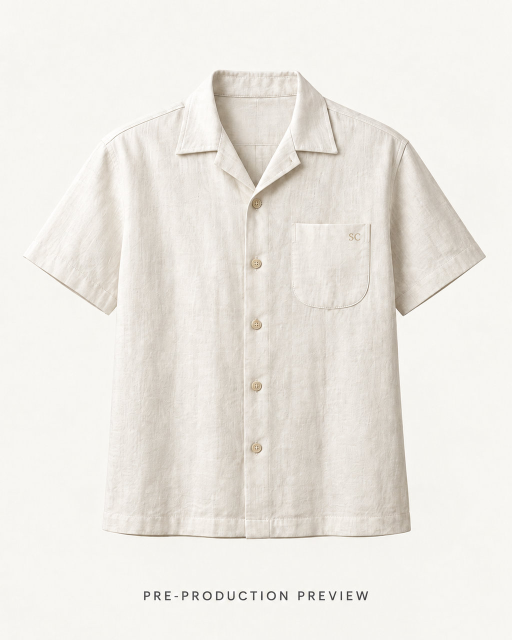 Generated pre-production front preview of Chalk camp shirt.