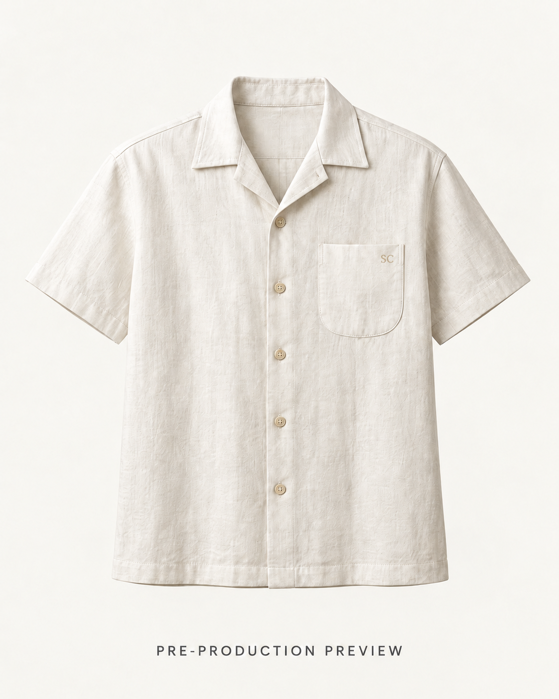 Generated pre-production front preview of Chalk camp shirt.