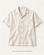 Generated pre-production flat lay preview of Chalk camp shirt.